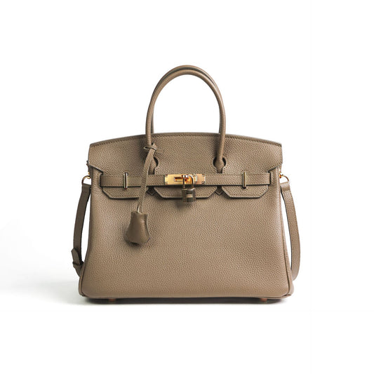Helen - Luxuriöse Echtleder Handtasche mit Henkel & dekorativem Schloss – über 25 Farben