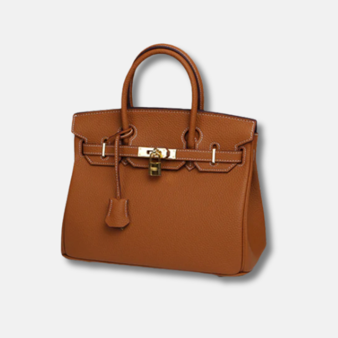 Helen - Luxuriöse Echtleder Handtasche mit Henkel & dekorativem Schloss – über 25 Farben